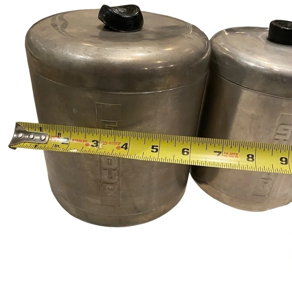 Aluminum Spun Kitchen Ware Canister Set Vintage Midcentury Modern Set of 4